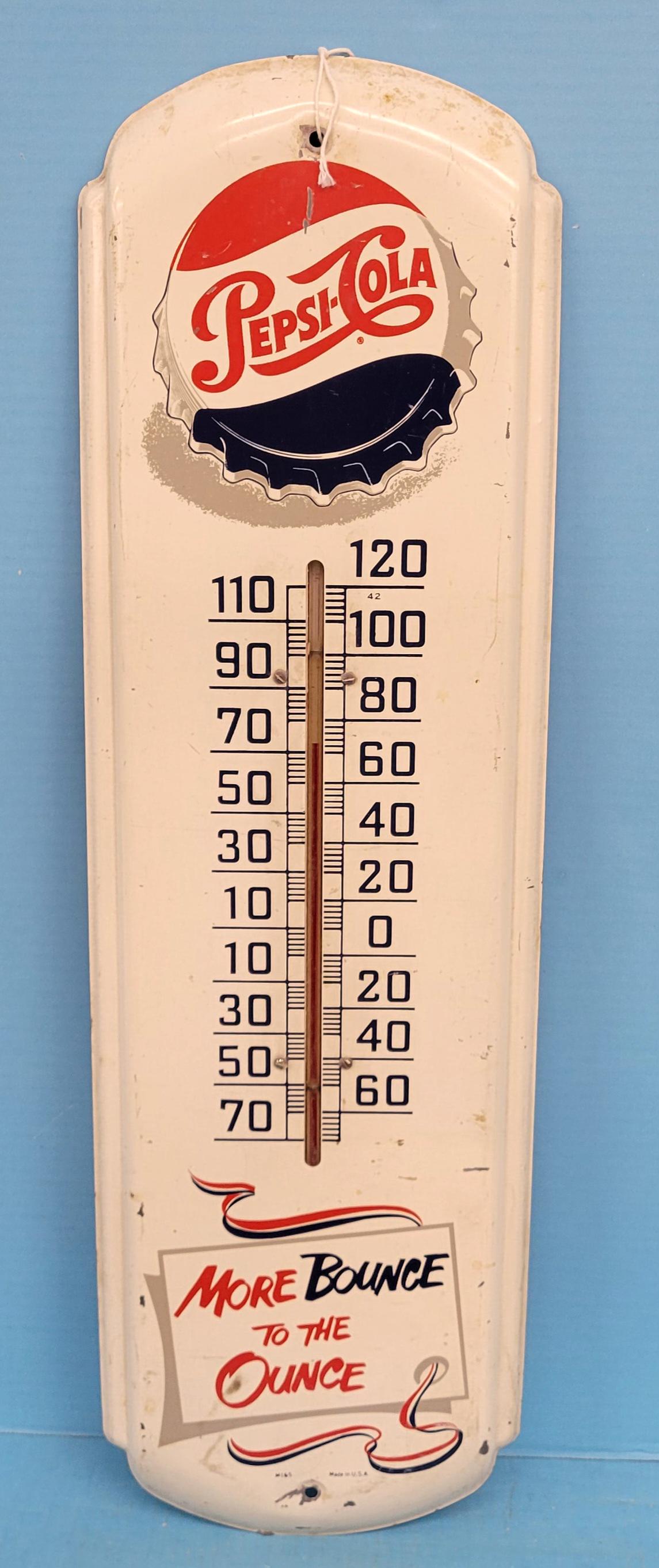 Pepsi Cola More Bounce To The Ounce Metal Thermometer (1 of 3)