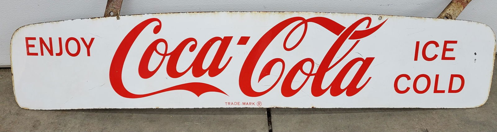 Enjoy Coca Cola Ice Cold Single Sided Porcelain Truck Sign (1 of 2)