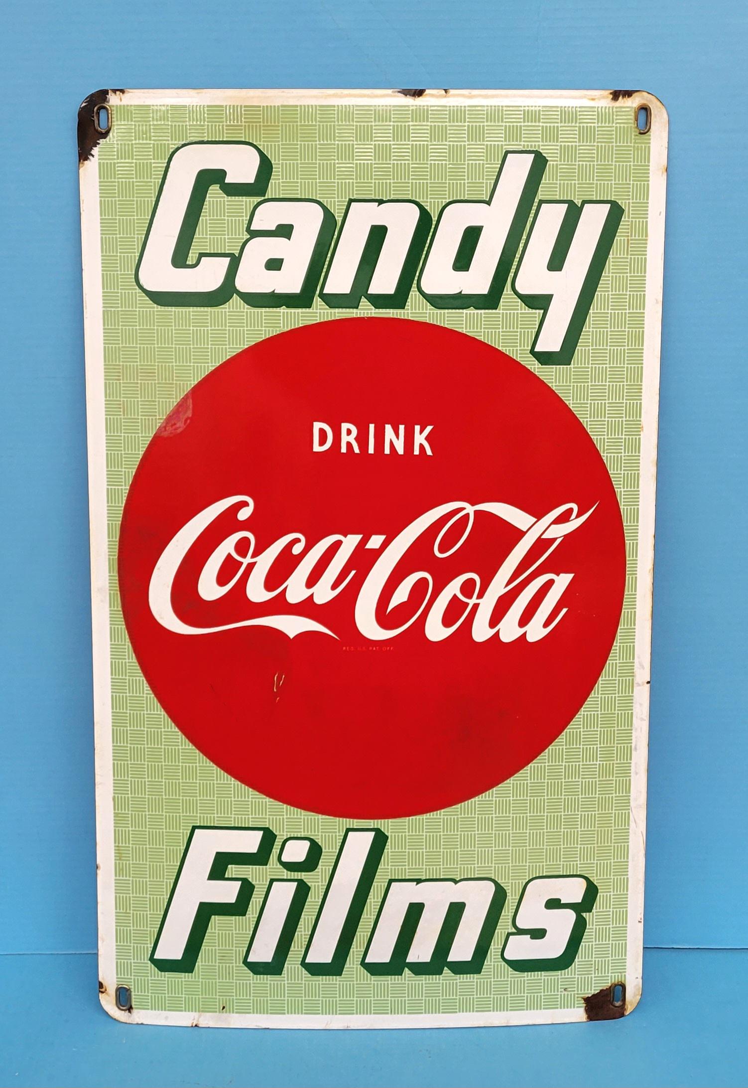 Drink Coca Cola Candy Films Single Sided Porcelain Sign (1 of 4)