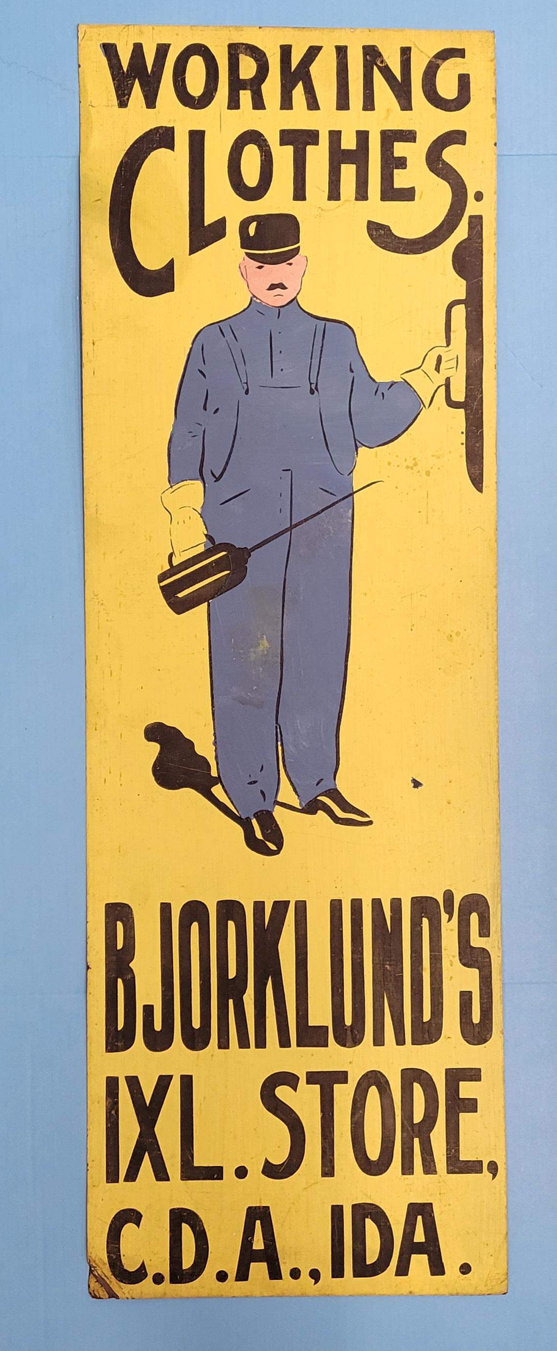 Ithica Working Clothes Bjorklund's IXL Store Painted Metal Sign (1 of 3)