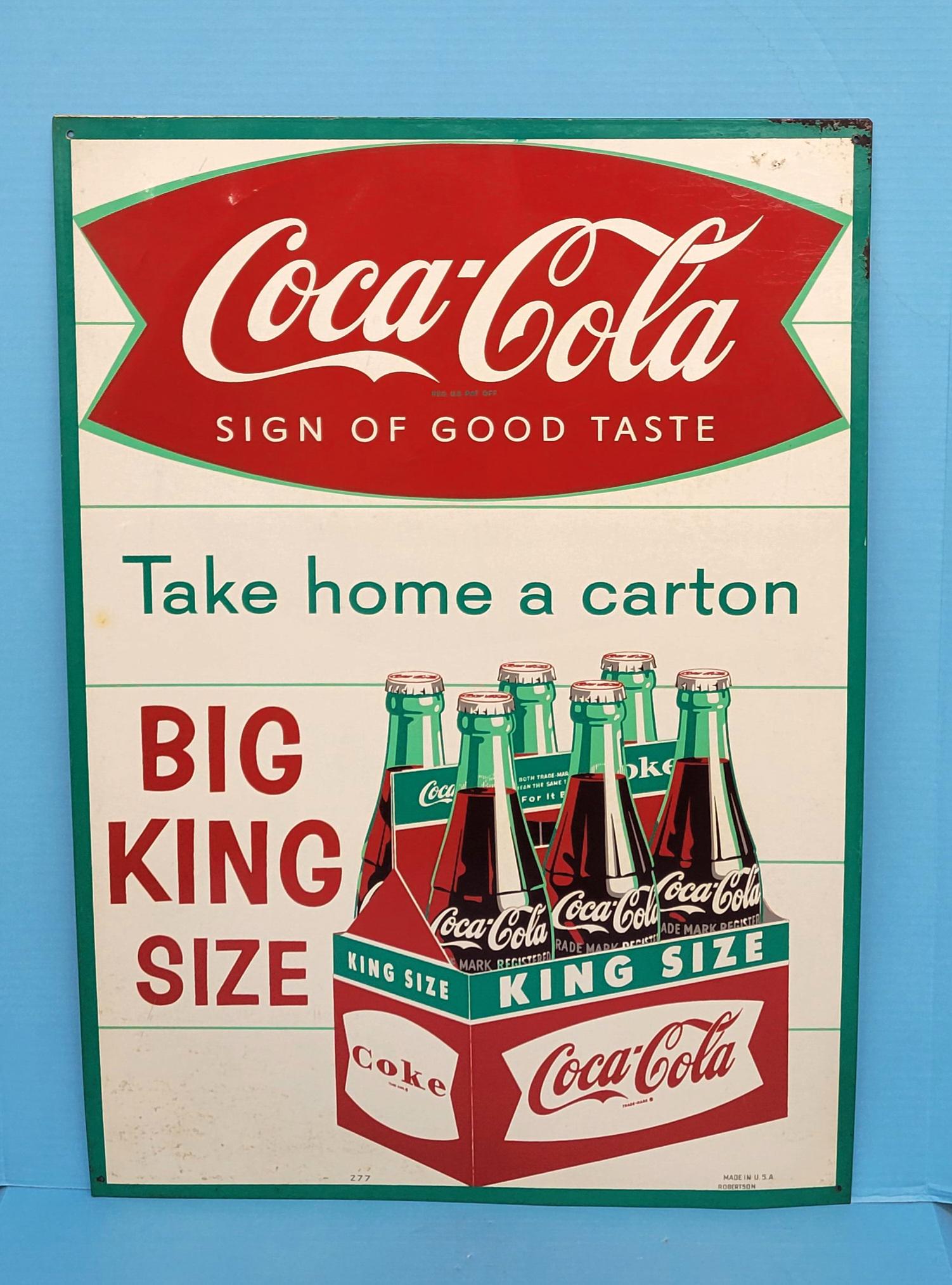 Coca Cola Take Home A Carton Big King Size Tin Sign (1 of 7)