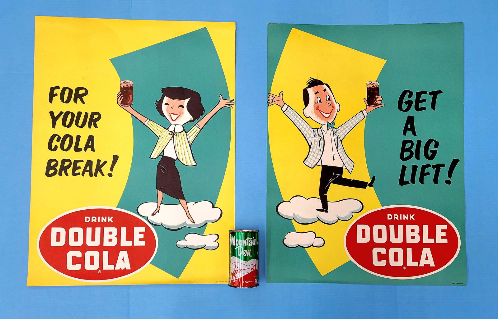 Lot of 2 1960's Double Cola Posters NOS (1 of 3)