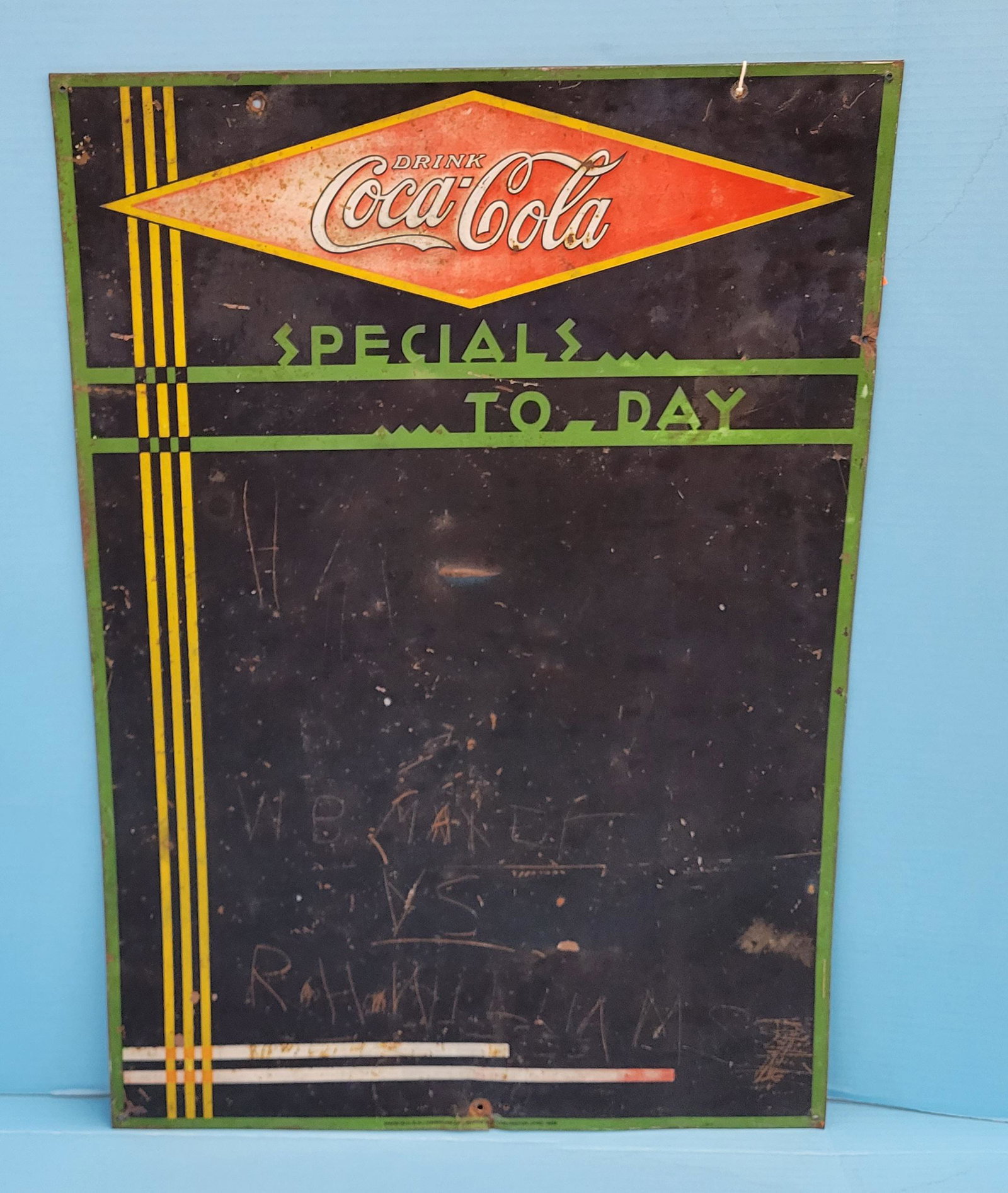 1933 Coca Cola Specials Today Embossed Menu Board (1 of 2)