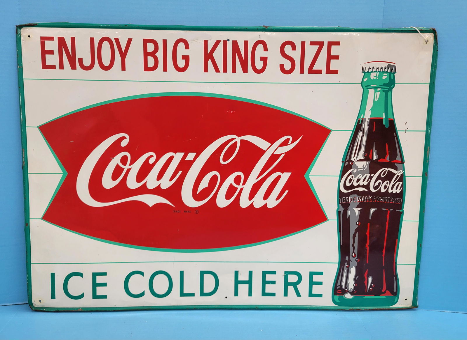 Enjoy Big King Size Coca Cola Fish Tail Sign With Bottle (1 of 2)