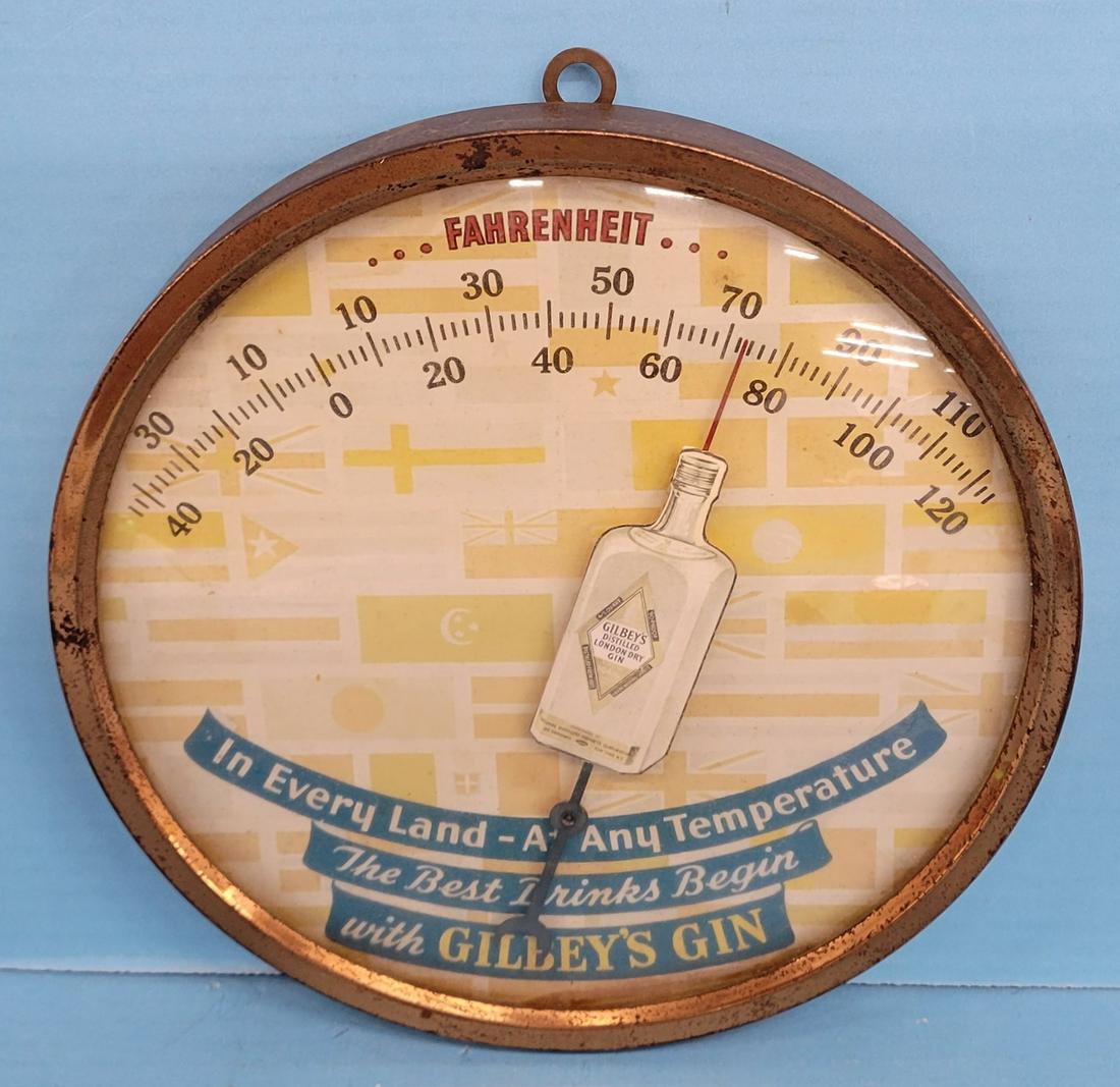 Gilbey's Gin Round Thermometer With Bottle (1 of 3)