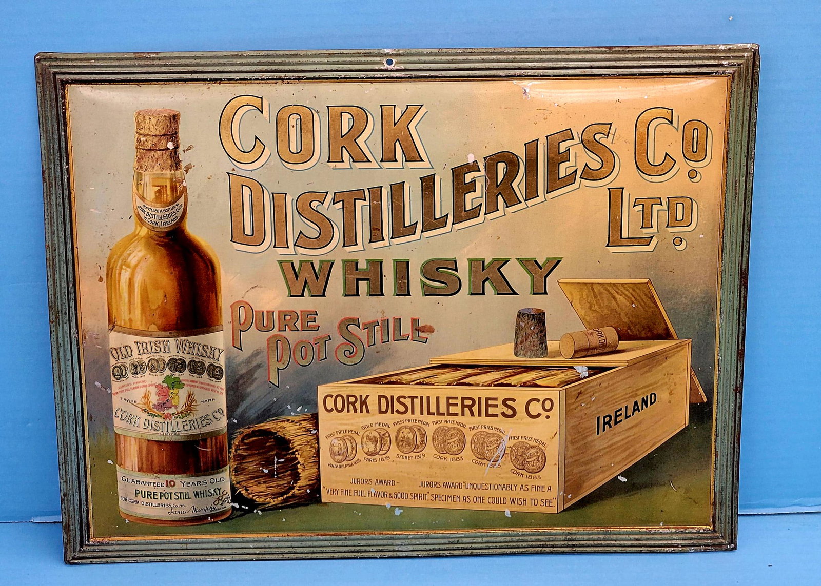 Cork Distilleries Company Ltd. Whisky Self Framed Tin Sign (1 of 2)