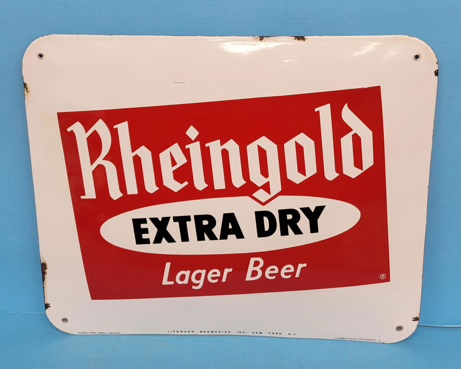 Rheingold Extra Dry Lager Beer Single Sided Porcelain Sign (1 of 4)