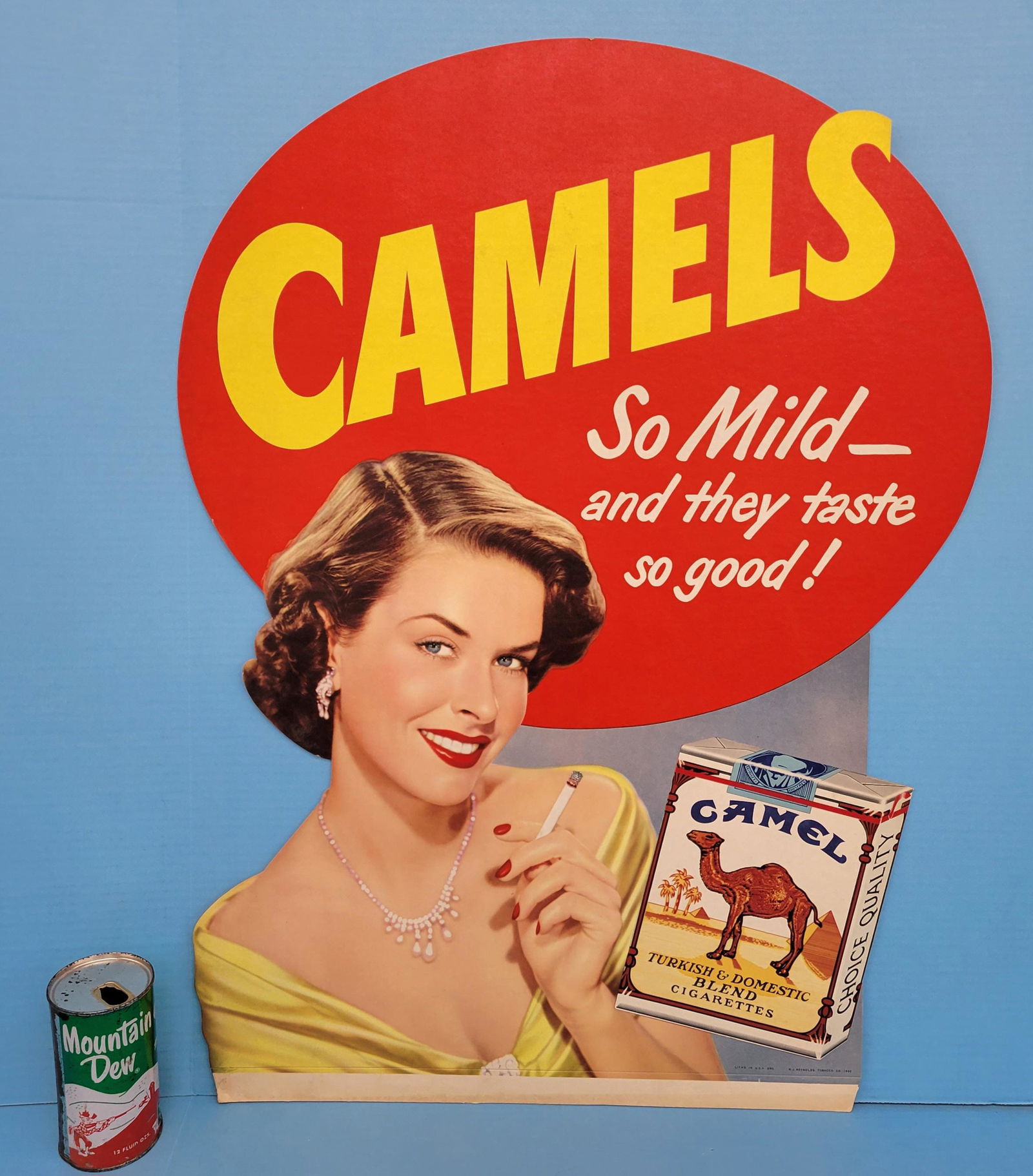 1950 Camels Single Sided Die Cut Easel Back Cardboard Sign NOS (1 of 4)