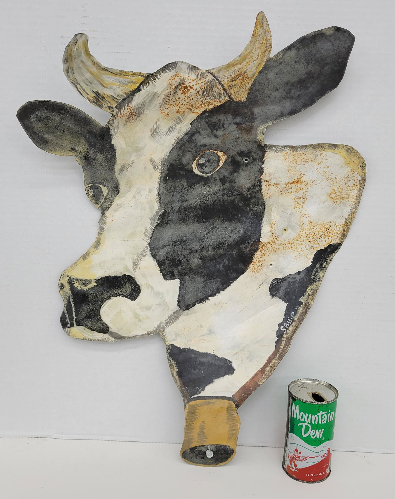 1978 Painted cow metal folk art by Sallie P. Roebuck. (1 of 3)
