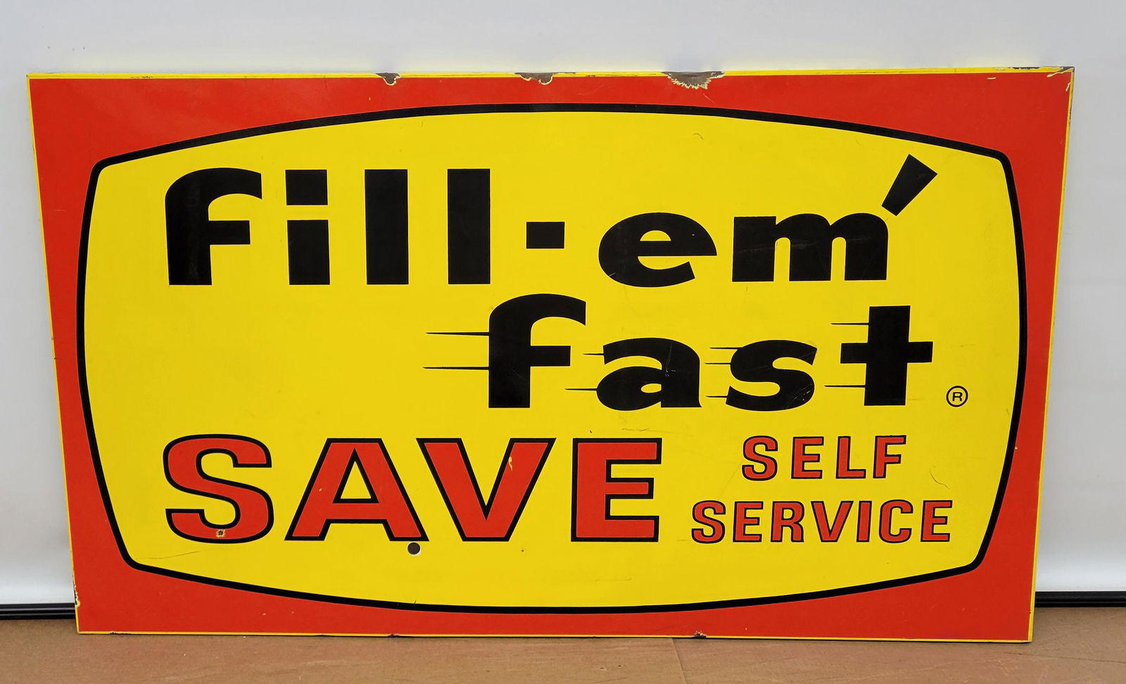 Fill Em Fast Self Service Single Sided Porcelain Sign (1 of 3)