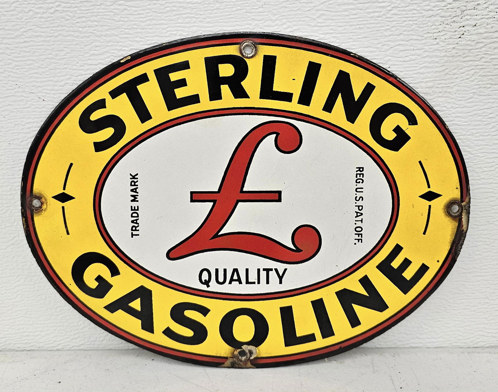 Sterling Gasoline Porcelain Pump Plate (1 of 2)