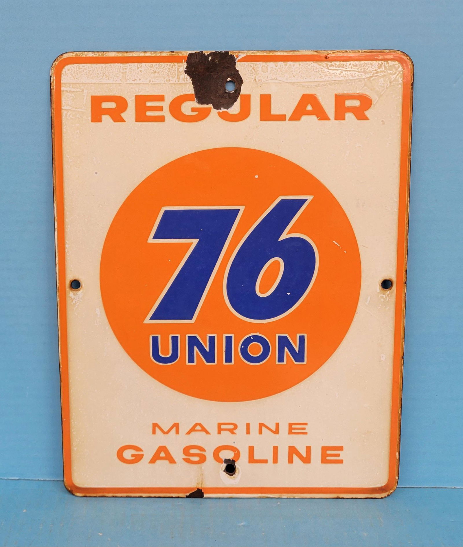 Union 76 Regular Marine Gasoline Porcelain Pump Plate (1 of 2)