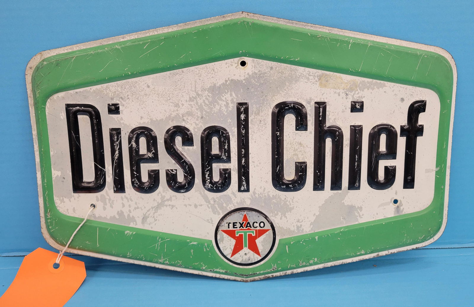 Texaco Diesel Chief Embossed Metal Pump Plate (1 of 2)