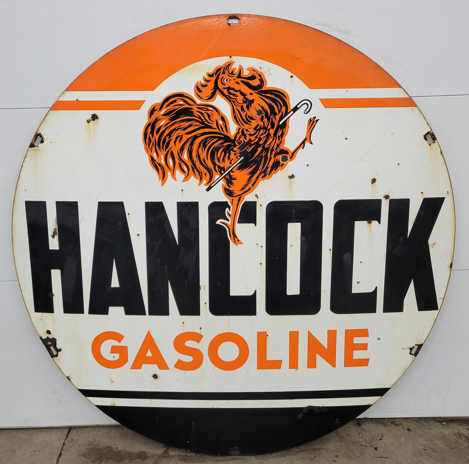 60" Hancock Gasoline Double Sided Porcelain Sign (1 of 2)