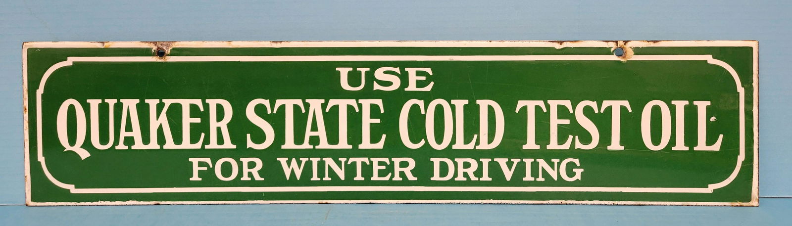 Use Quaker State Cold Test Oil For Winter Driving Double Sided Porcelain Sign (1 of 2)