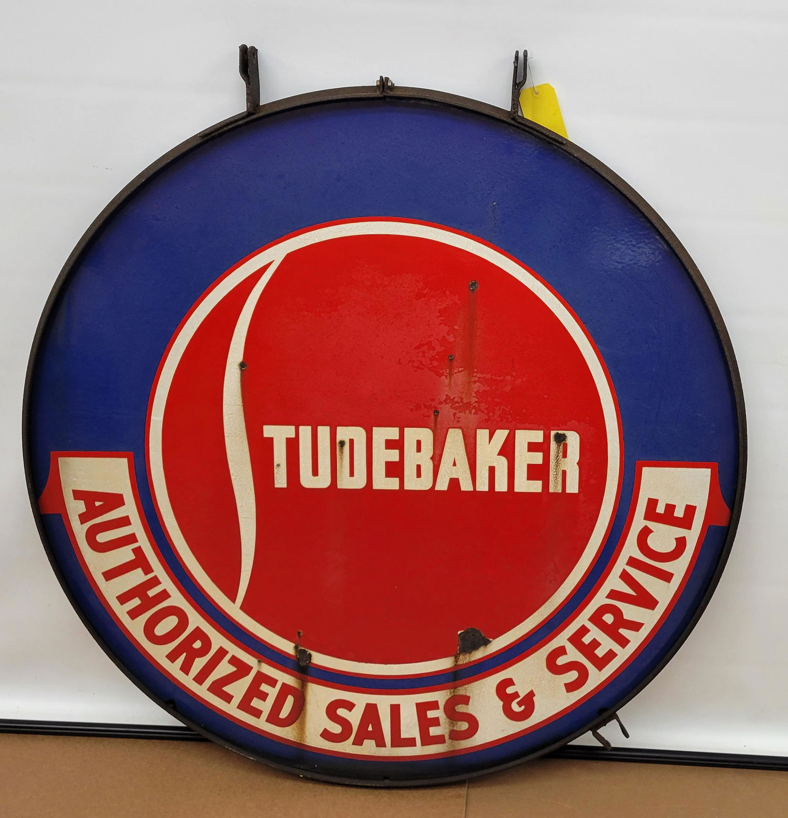 Studebaker Authorized Sales & Service 48" Porcelain Sign w/ Ring (1 of 3)