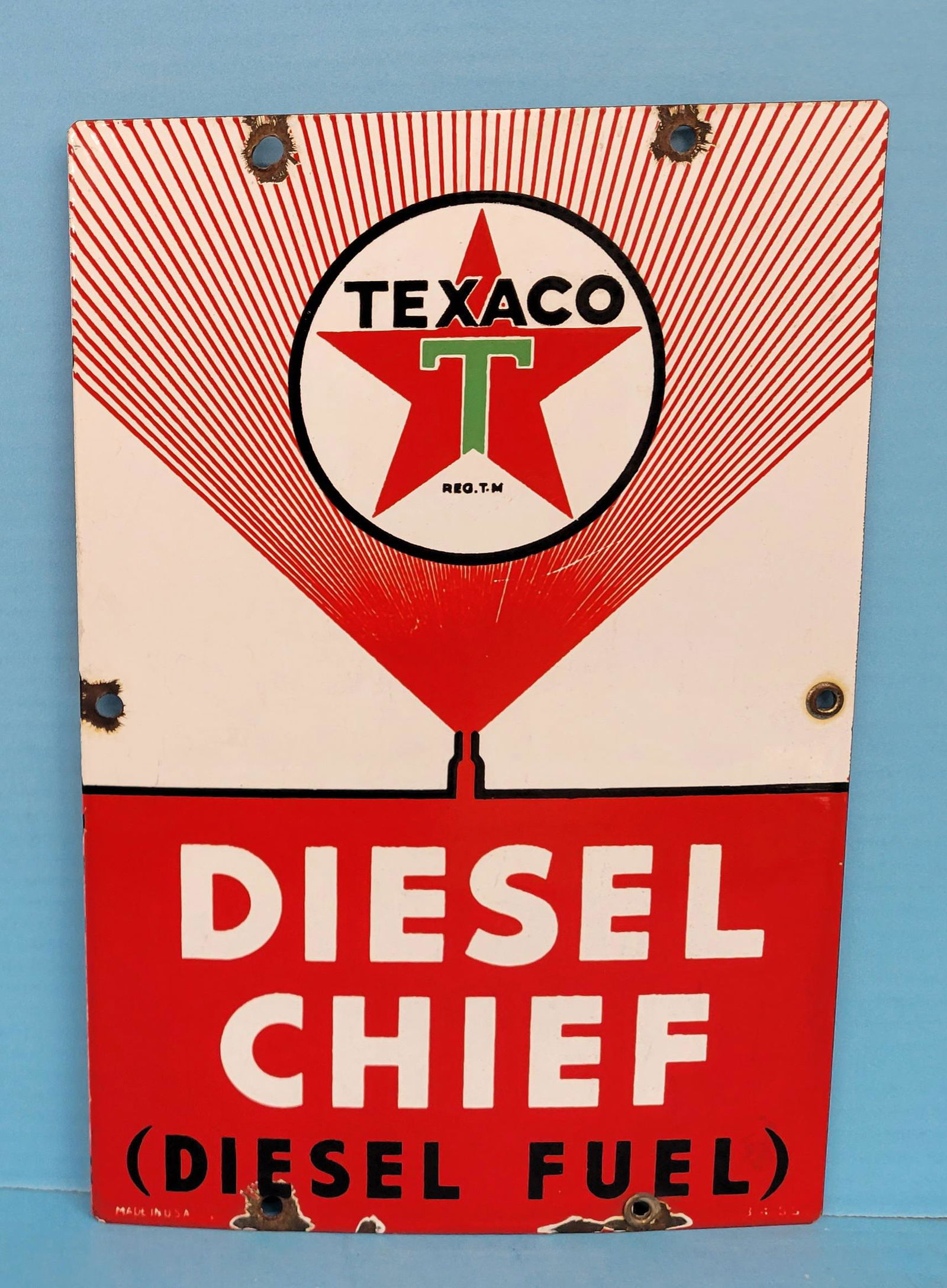 Texaco Diesel Chief Porcelain Pump Plate Sign (Baby) (1 of 3)