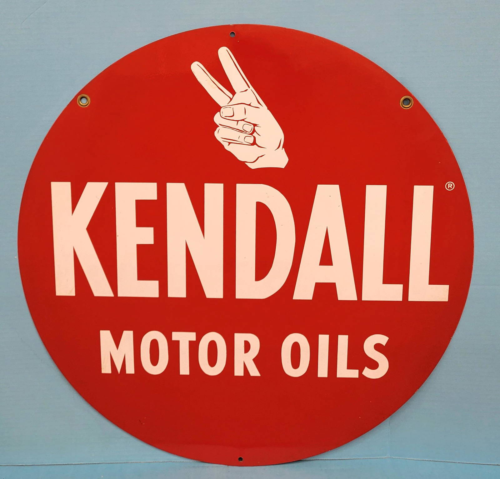 Kendall Motor Oils Double Sided Round Sign Auction