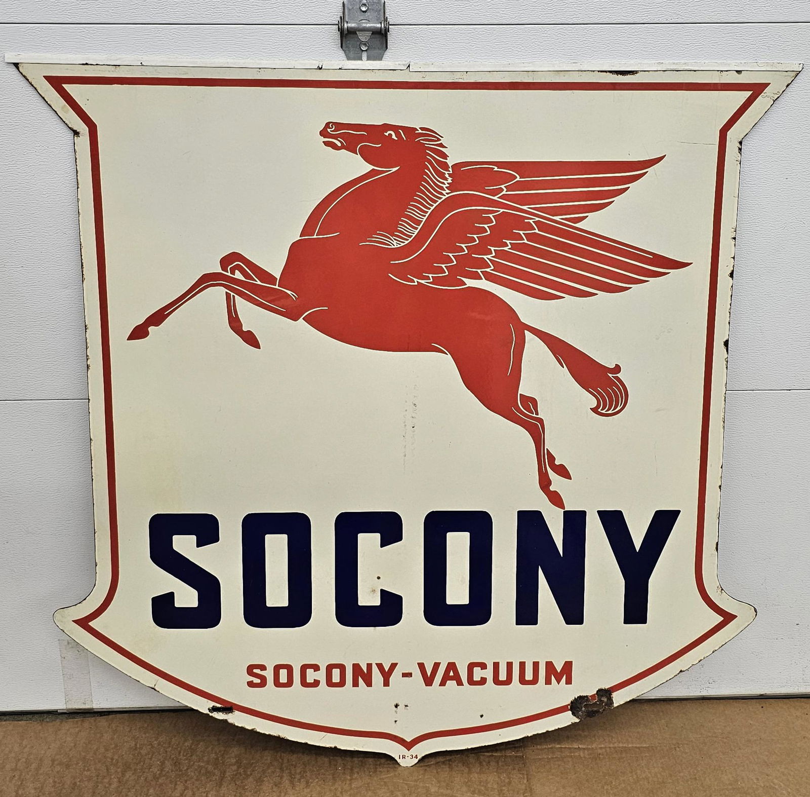 Socony Vacuum Double Sided Porcelain Pegasus Sign (1 of 4)