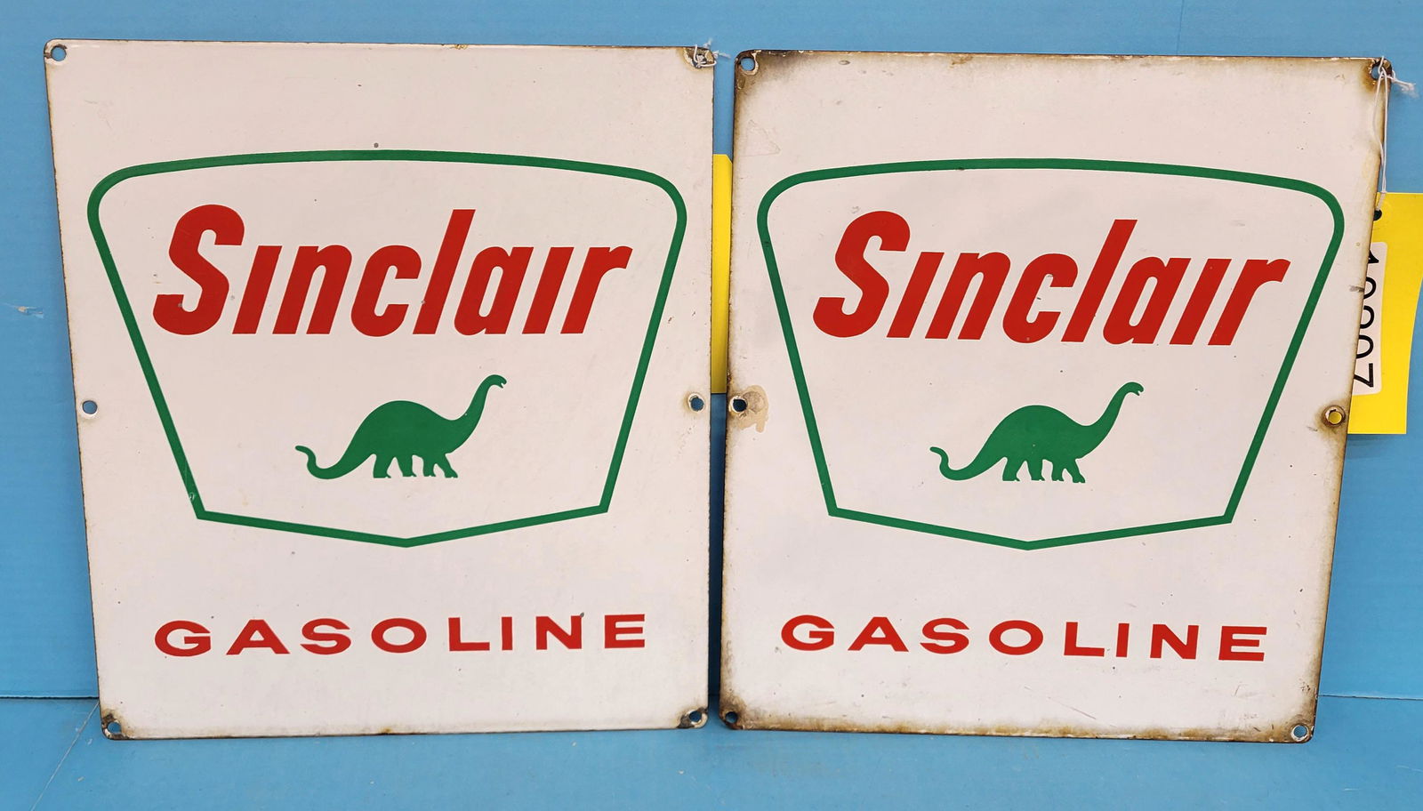 Pair of Sinclair Gasoline Porcelain Pump Plates (1 of 2)