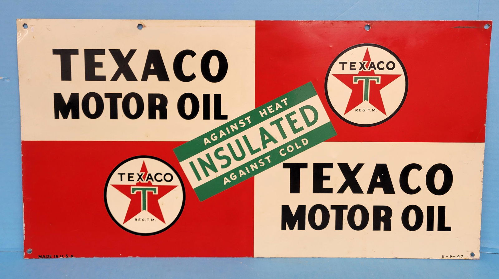 Texaco Motor Oil Double Sided Tin Sign (1 of 3)