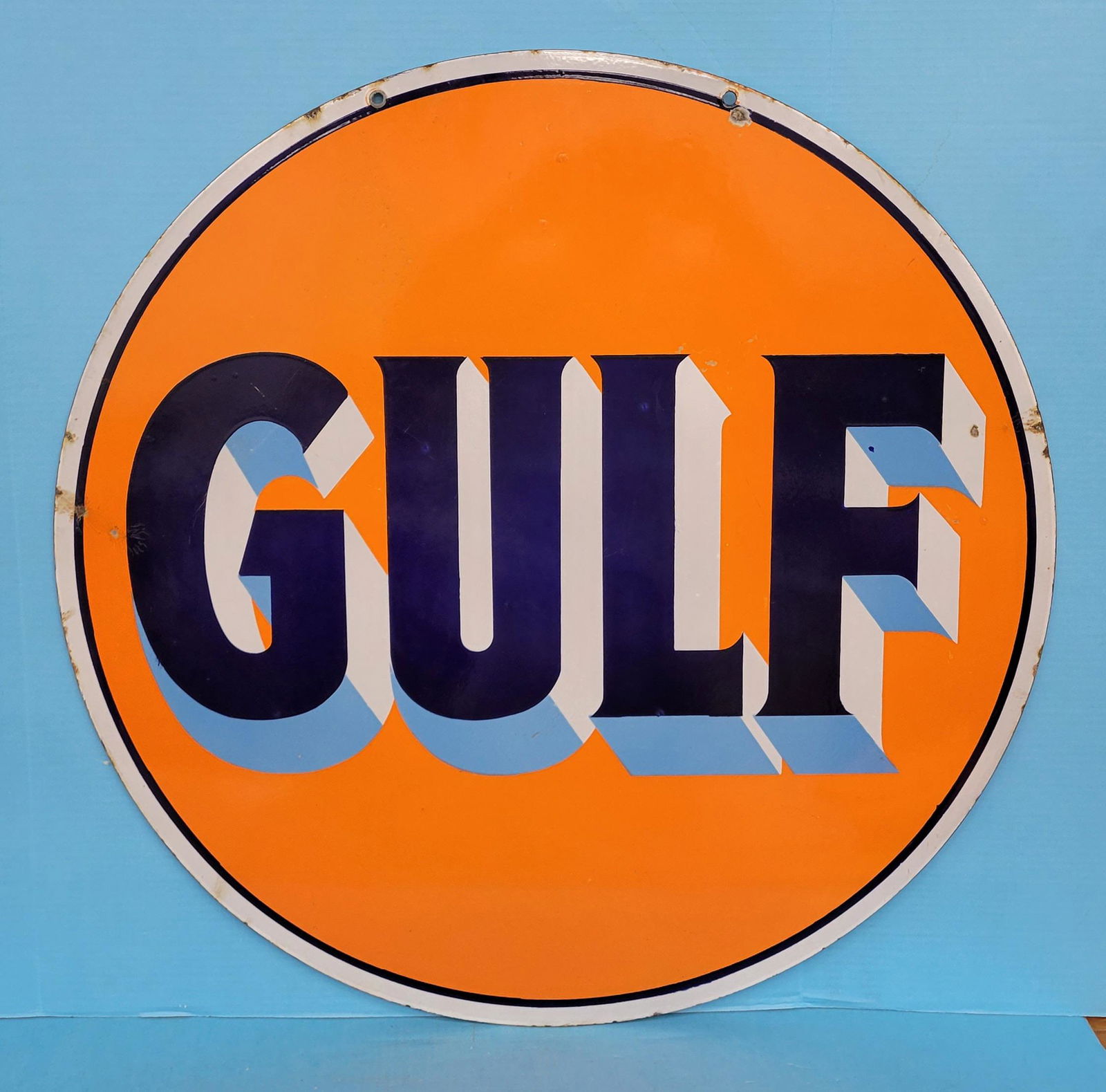 Gulf 30" Porcelain Gas Station Sign (1 of 5)