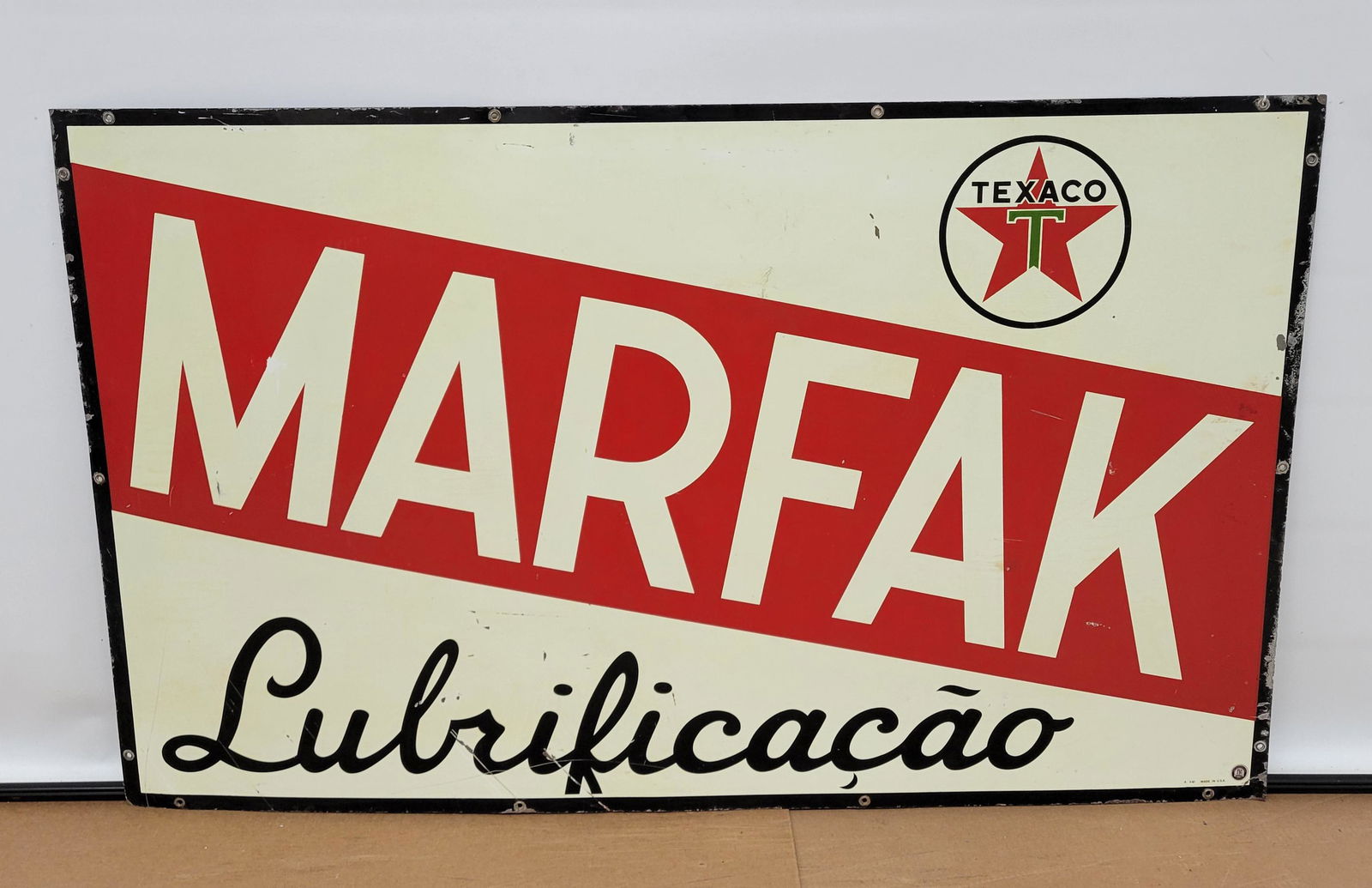 1961 Texaco Marfak Lubrication SST Sign w/ Logo (White T) TAC (1 of 4)