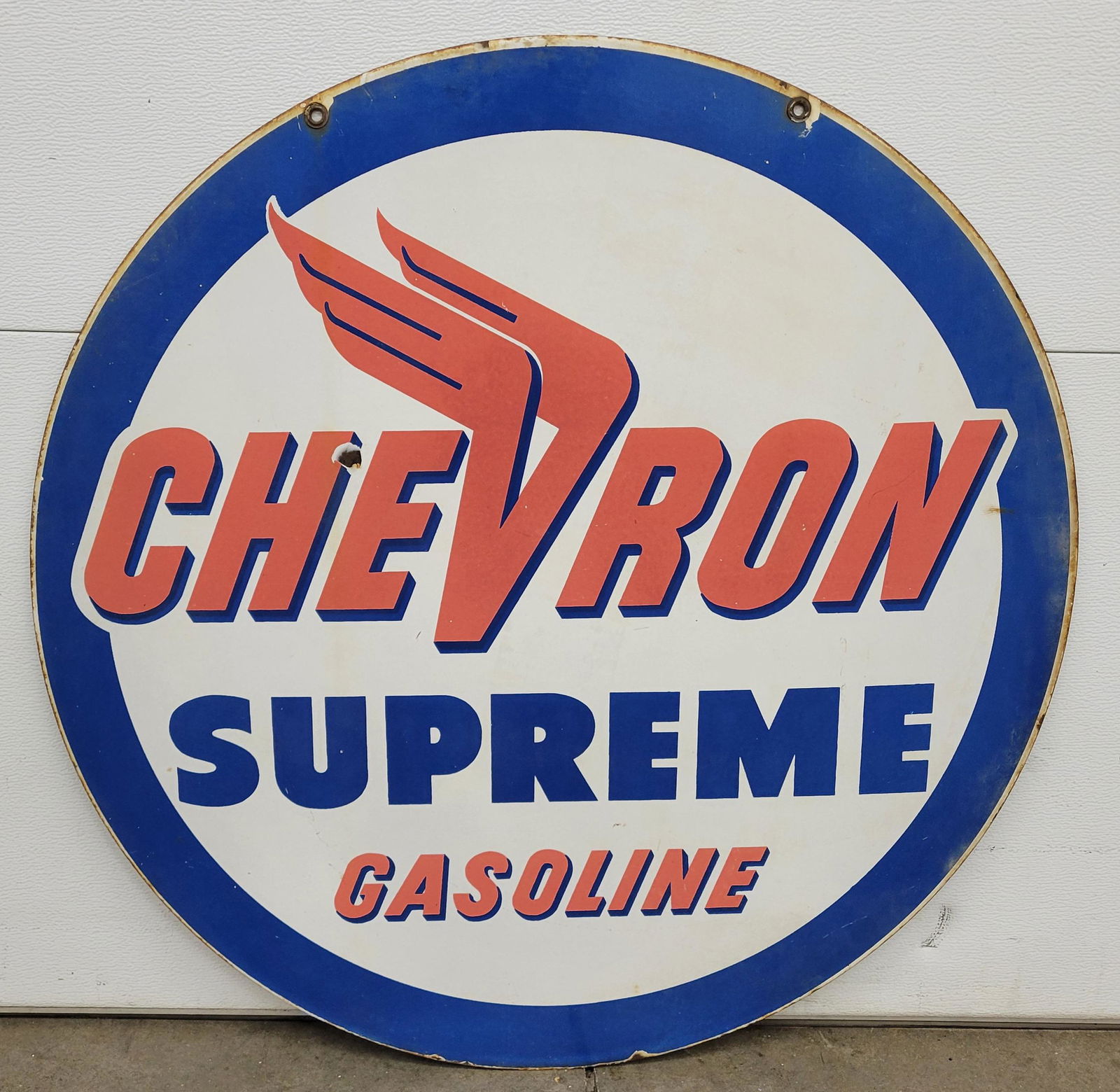 Chevron Supreme Gasoline 33.5" DSP Sign (1 of 2)