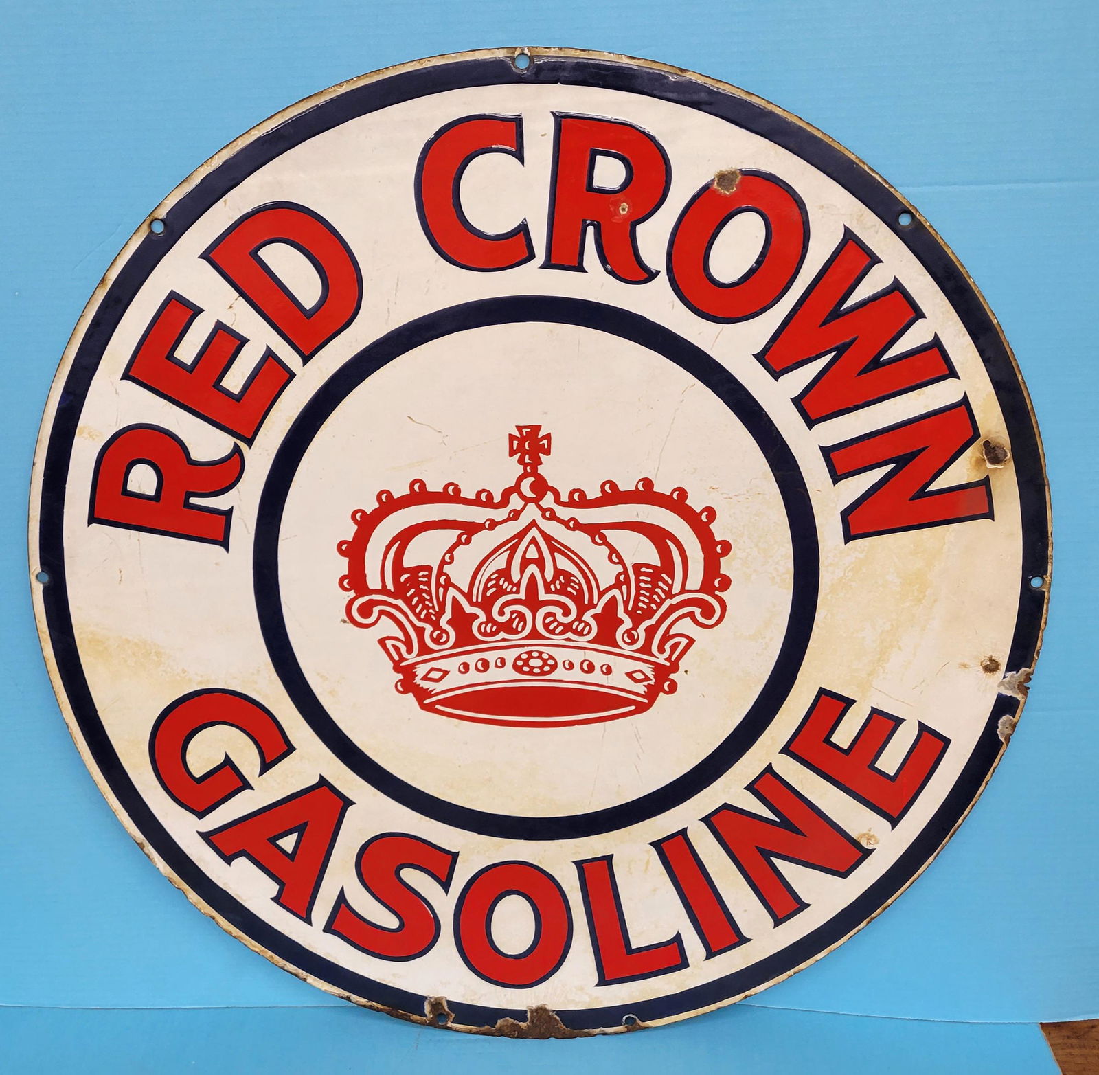 Red Crown Gasoline 30" Double Sided Porcelain Sign (1 of 4)