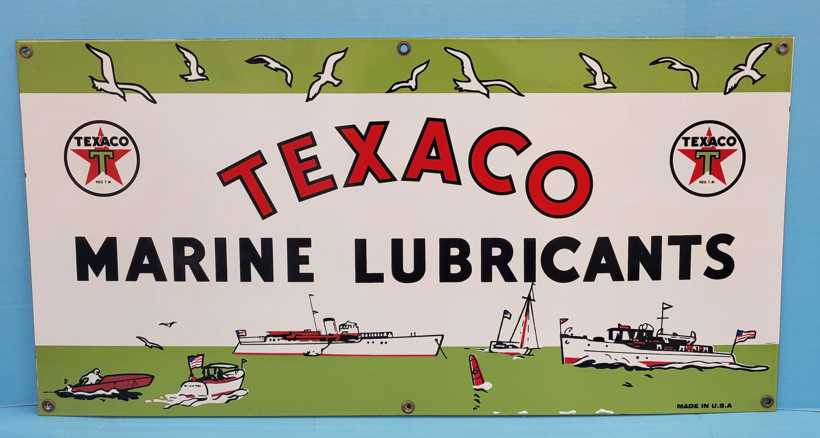 Texaco Marine Lubricants Single Sided Porcelain Sign (1 of 2)