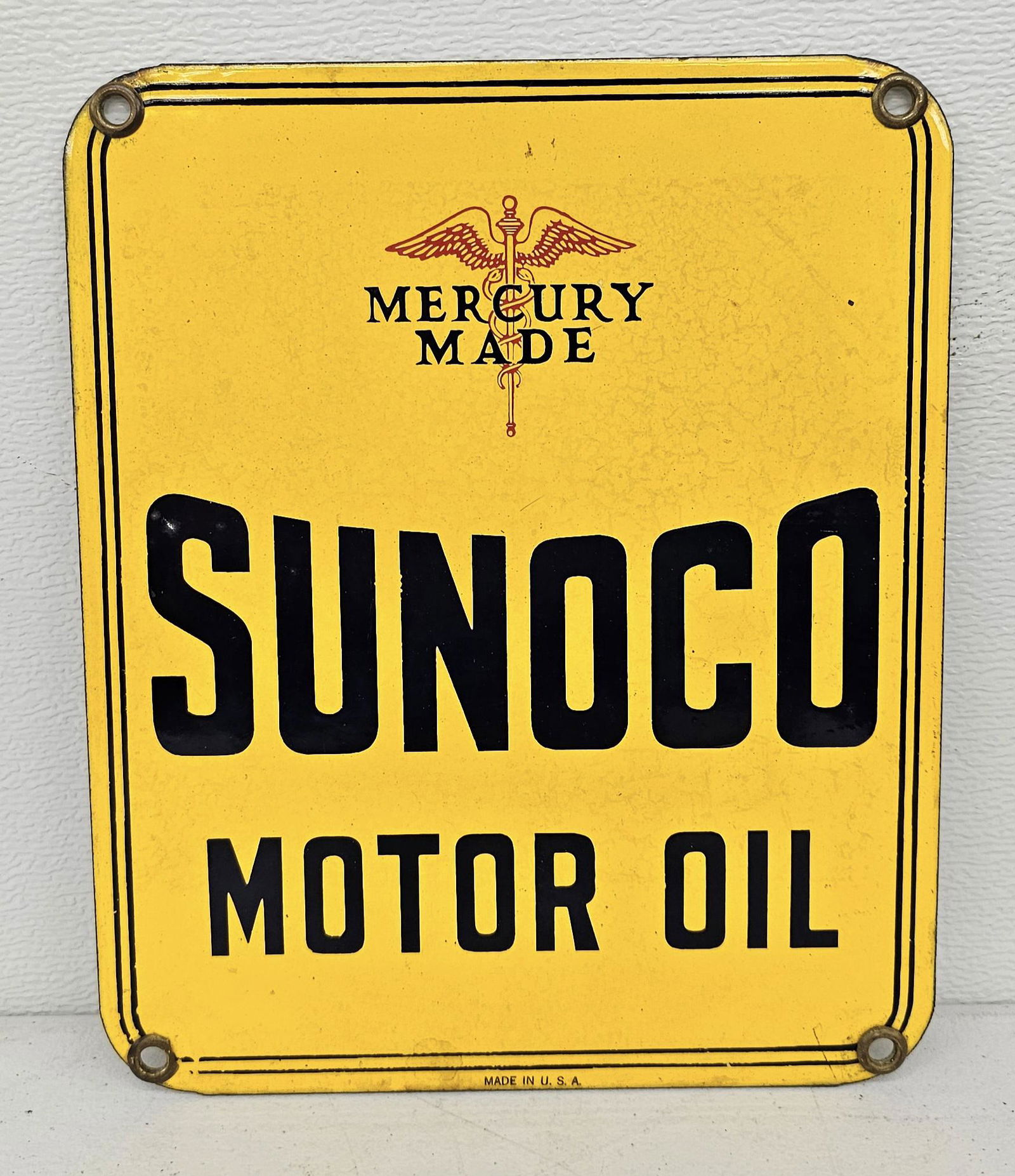 Sunoco Motor Oil Mercury Made Porcelain Sign (1 of 2)