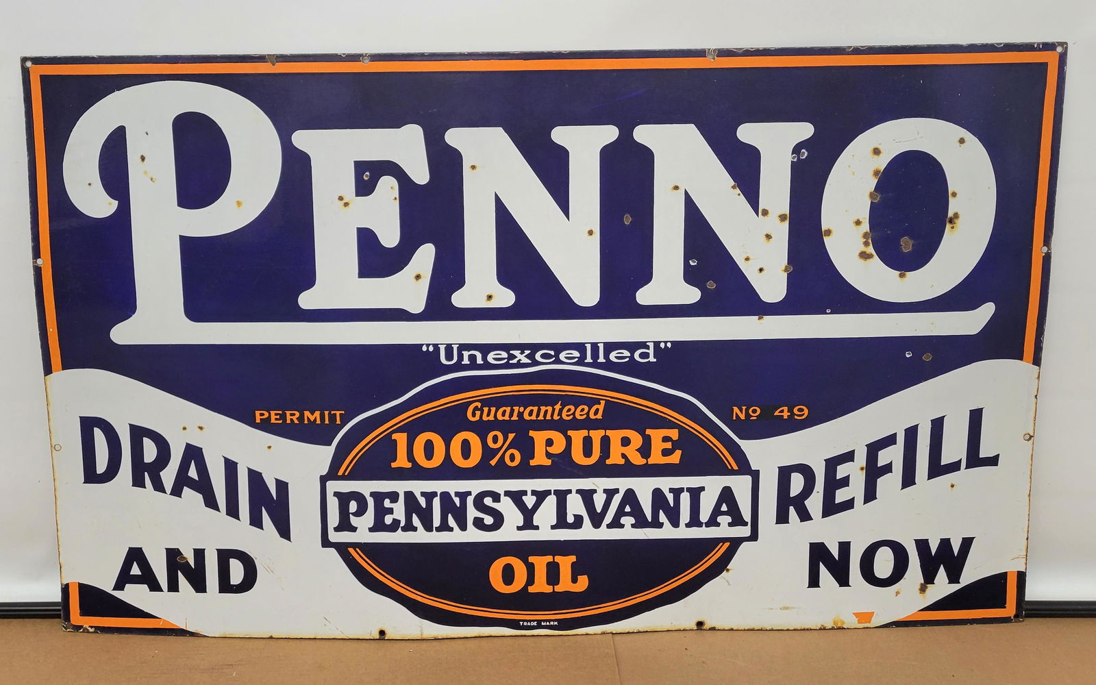 Penno 100% Pure Pennsylvania Oil Single Sided Porcelain Sign (1 of 4)