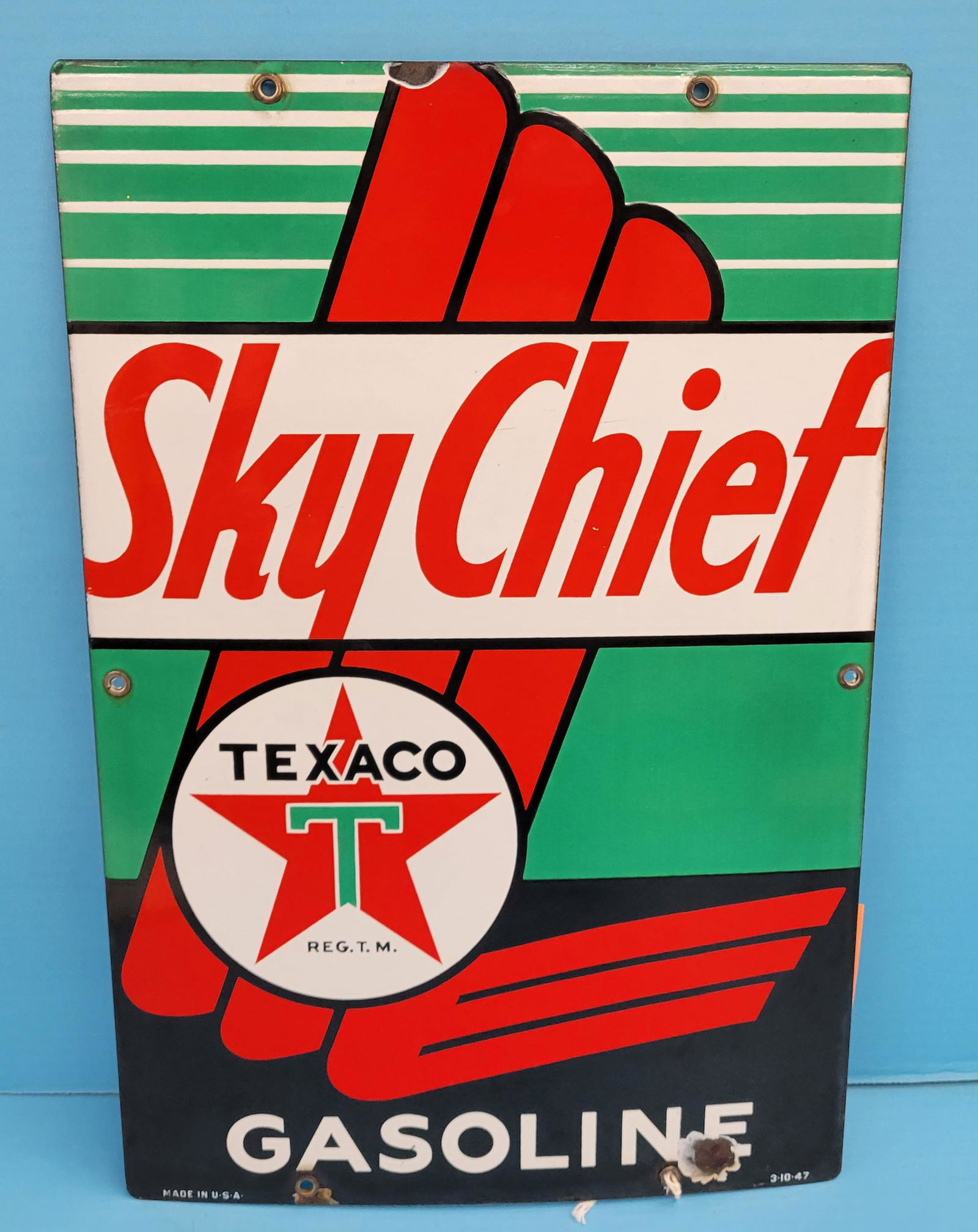 Texaco Sky Chief Gasoline Porcelain Pump Plate (1 of 2)
