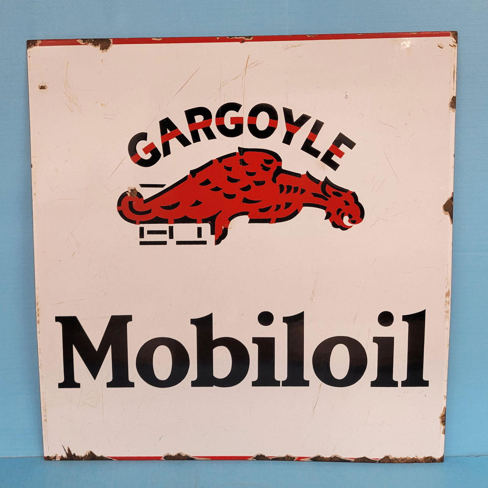 Mobiloil Gargoyle Single Sided Porcelain Sign (1 of 4)