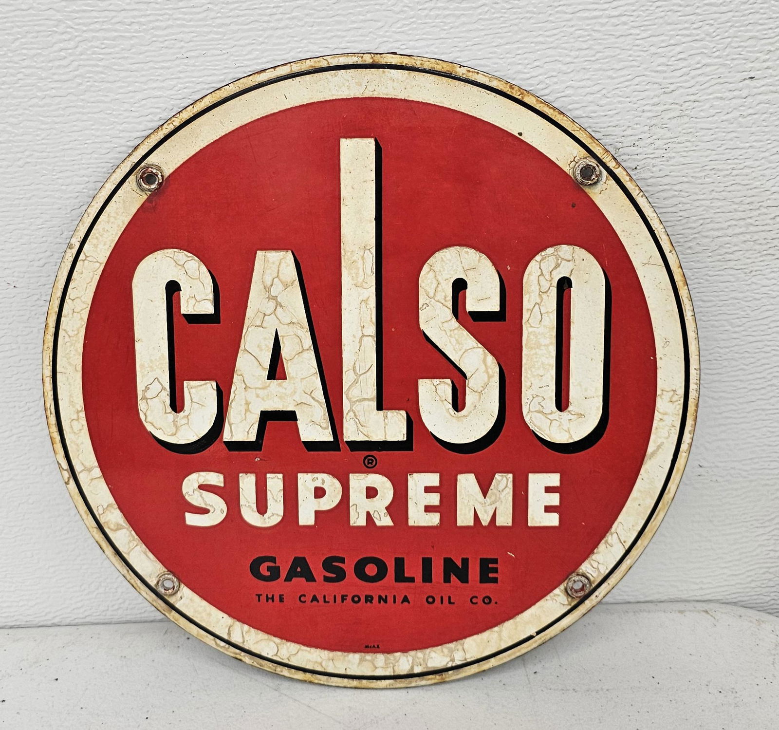 Calso Supreme Gasoline Porcelain Pump Plate (1 of 2)