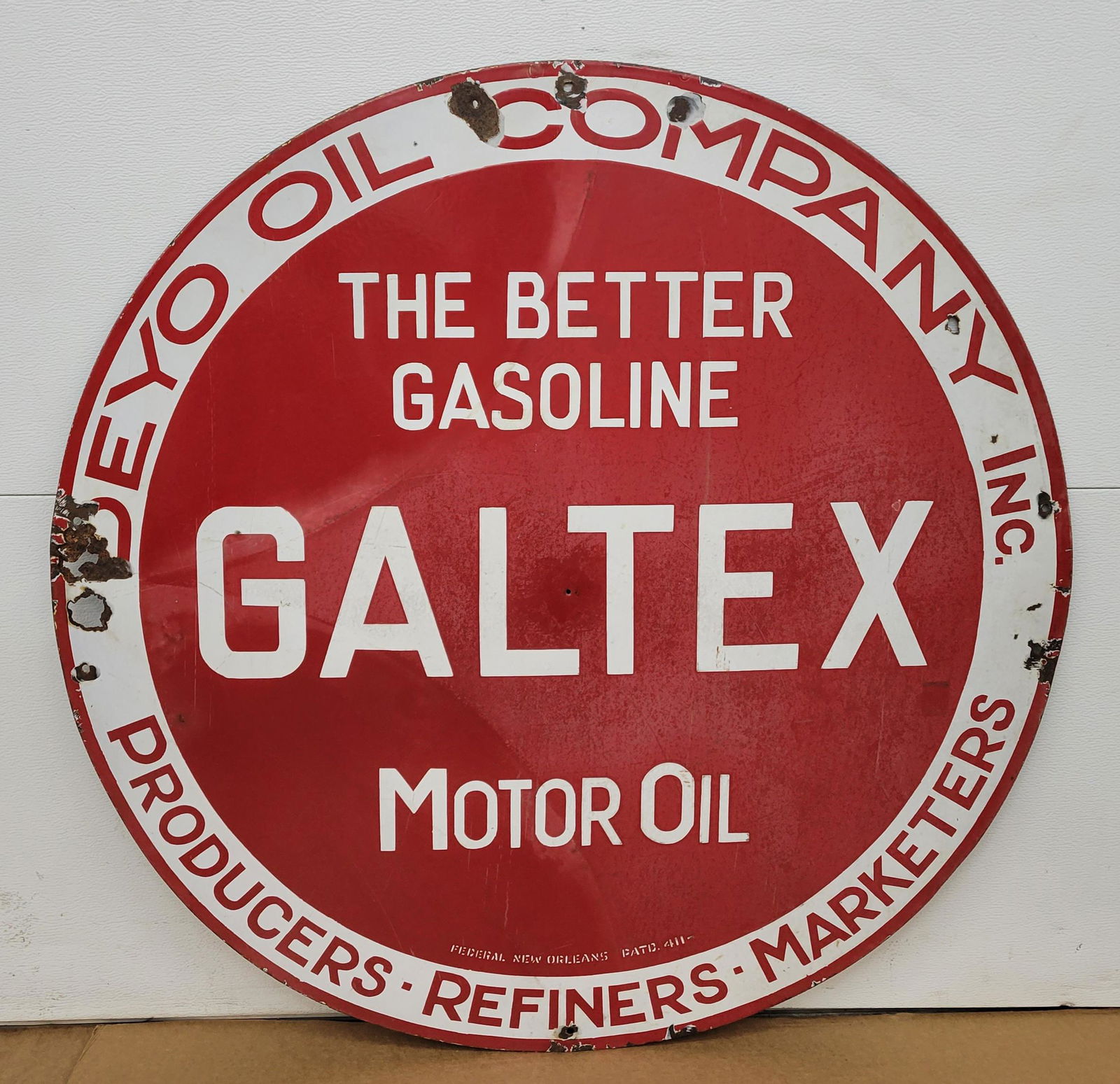 Galtex "The Better Gasoline" Motor Oil Porcelain Sign (1 of 4)
