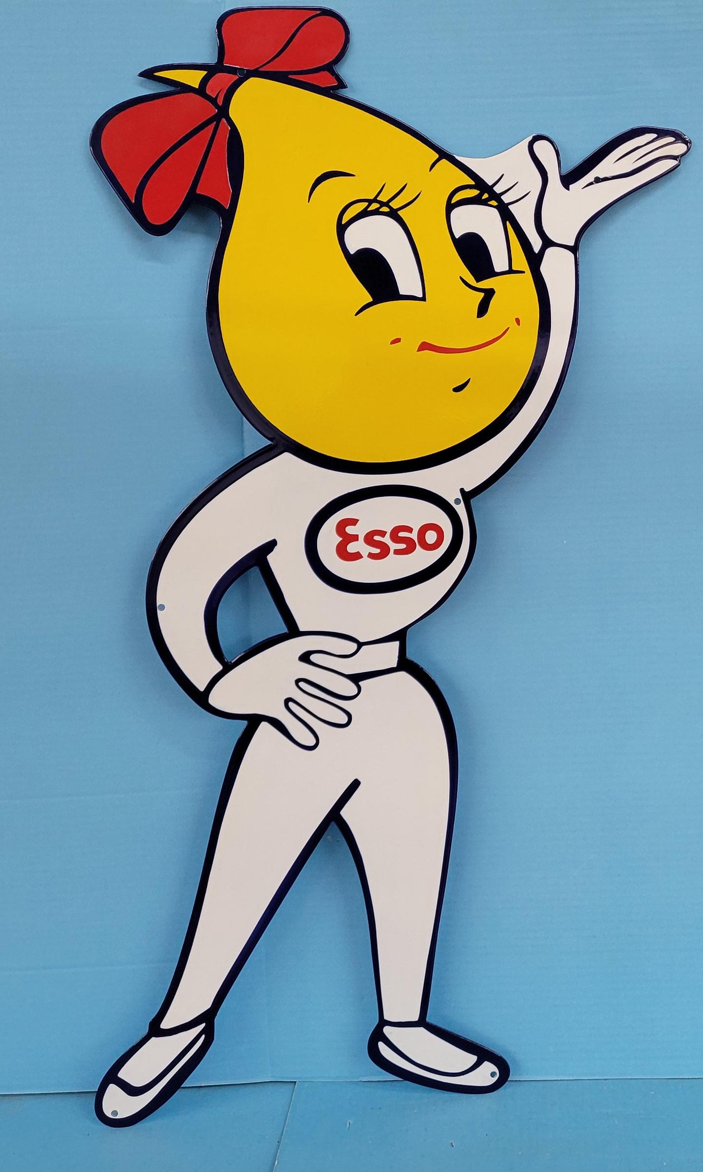 Esso Single Sided Porcelain Oil Drop Girl Sign (1 of 2)