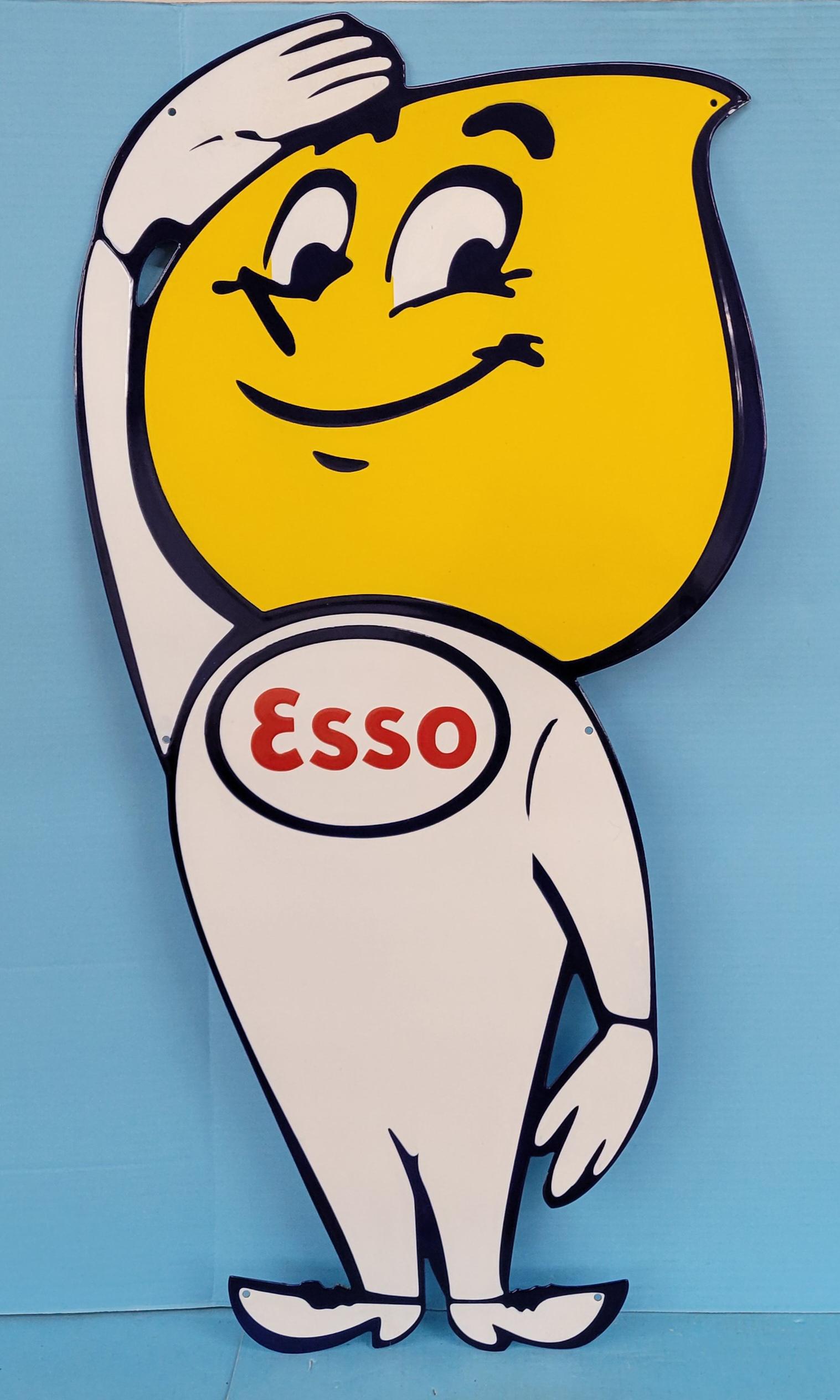 Esso Single Sided Porcelain Oil Drop Boy Sign (1 of 2)