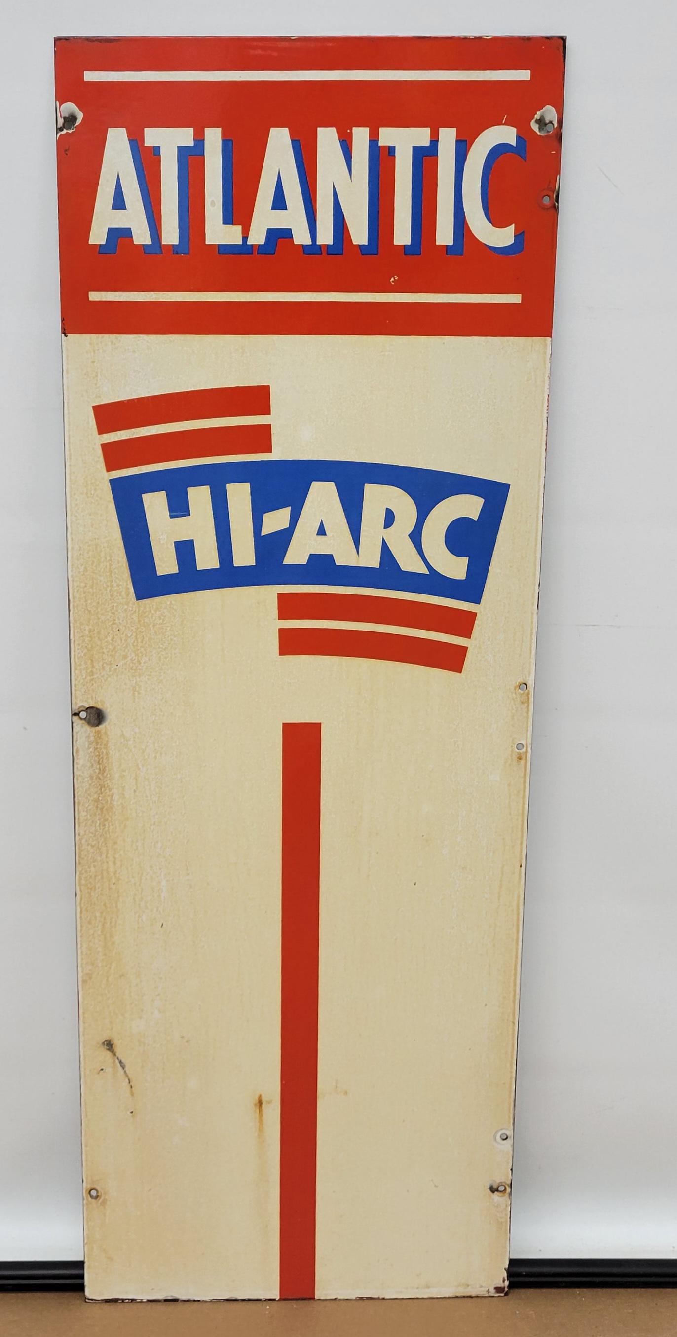 Atlantic Hi Arc Large Single Sided Porcelain Gas Pump Sign (1 of 3)