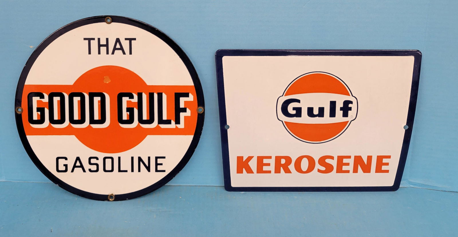 Good Gulf and Gulf Kerosene Porcelain Pump Plates (1 of 3)