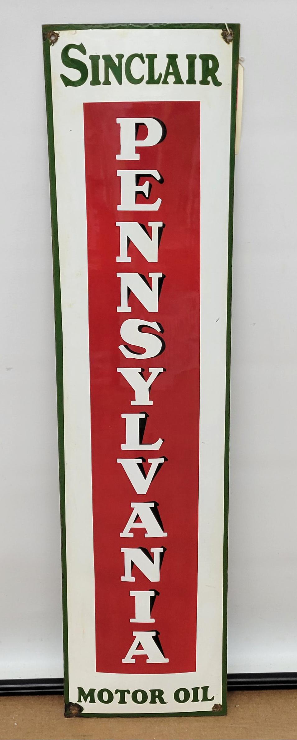 Sinclair Pennsylvania Motor Oil Single Sided Porcelain Sign (1 of 2)