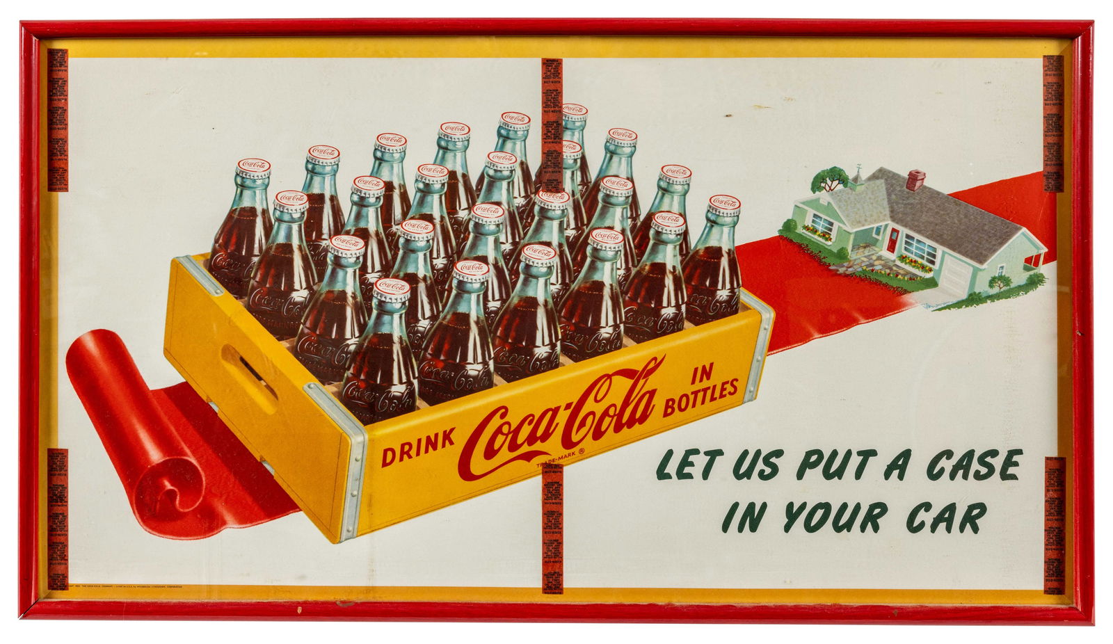 1952 Coca Cola Let Us Put A Case In Your Car Framed Cardboard Advertising Sign (1 of 2)