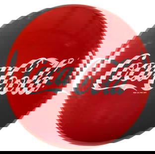 36" Coca Cola Porcelain Button Sign: Coca Cola SSP button sign in excellent condition with bright color and high gloss. There is one very small nick in the porcelain above the letter "o" in the word Cola, barely visible. Coke. PLEASE NOT