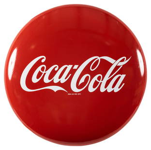 36" Coca Cola Porcelain Button Sign: Coca Cola SSP button sign in excellent condition with bright color and high gloss. There is one very small nick in the porcelain above the letter "o" in the word Cola, barely visible. Coke. PLEASE NOT