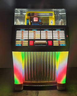 Seeburg Model C Restored 45 rpm Jukebox: Restored jukebox. Looks and sounds great. Holds 50 records for 100 selections. 54" x 25" x 35". The jukebox comes loaded with records. The photos of the title strips show what records it comes with. P