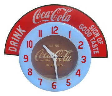 Drink Coca Cola Sign of Good Taste Light Up Cleveland Clock: We have added another photo of the clock face since the original listing. The inner clock face is faded with stains, scratches and 2 cracks at the bottom. The outer plastic face is in very good