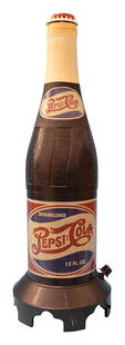 Pepsi Cola Double Dot Bottle Bakelite Radio: Embossed bottle shaped radio in very good condition. Radio has power and hums when turned on. 23.5"h. PLEASE NOTE, THERE IS ONLY ONE WAY TO PAY FOR ONLINE ITEMS IN THIS AUCTION WHICH IS THROUGH LIVE