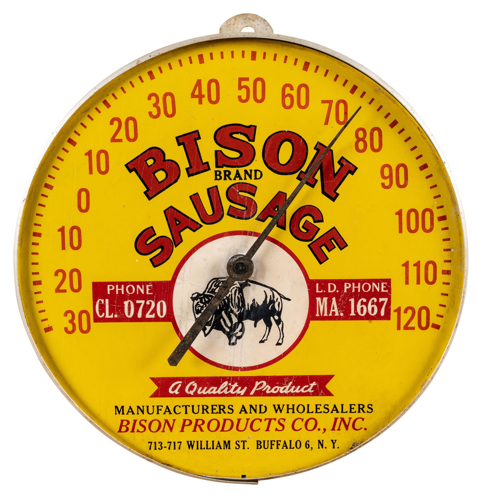 Bison Brand Sausage  12" Round Thermometer (1 of 2)