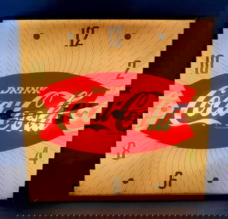 Drink Coca Cola Pam Fishtail Clock: Working Pam light up clock with glass face. Excellent condition with a minor scratch in the fishtail. Metal can has light wear. 15.25" x 3.5". PLEASE NOTE, THERE IS ONLY ONE WAY TO PAY FOR ONLINE ITEM