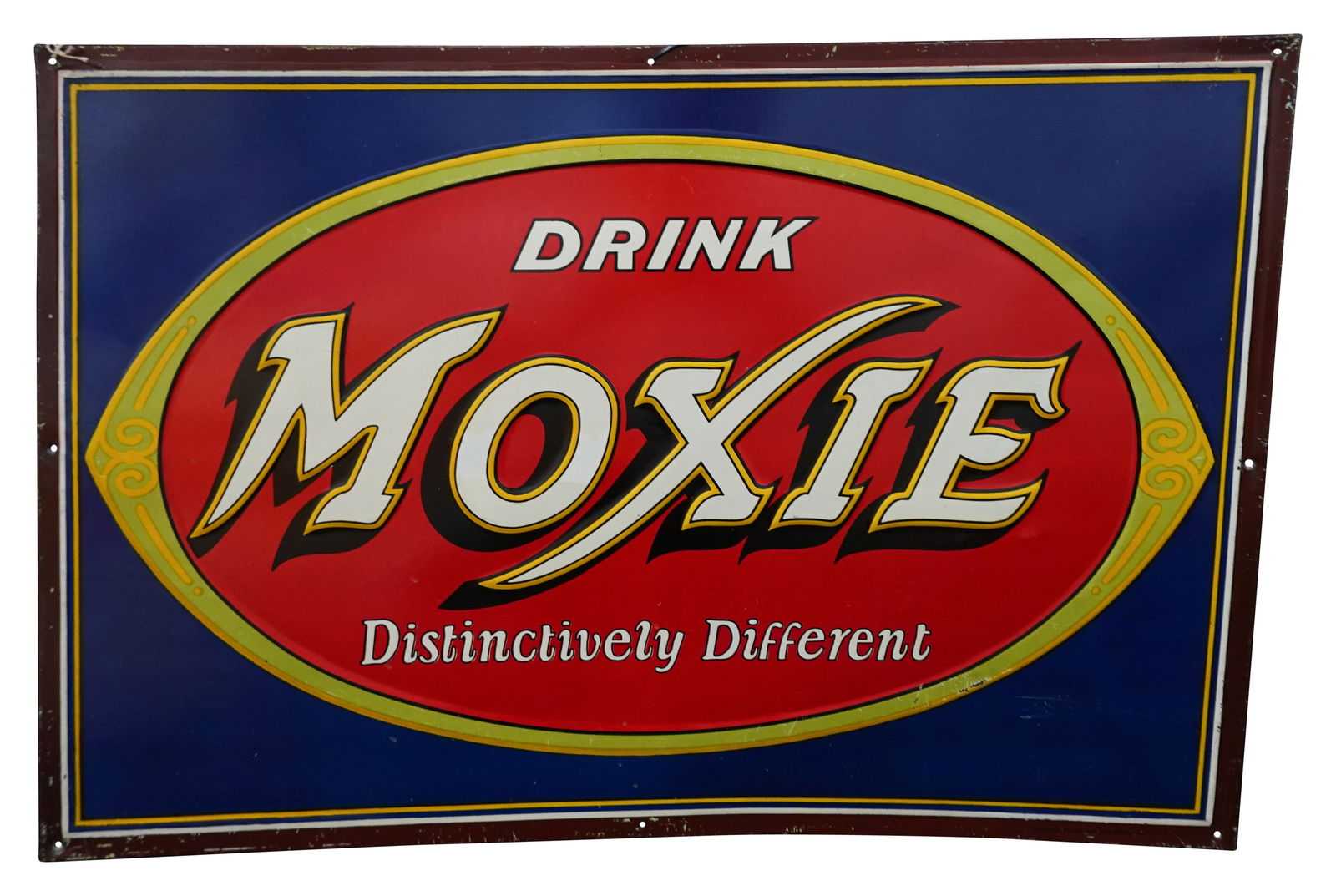 Drink Moxie Distinctively Different Embossed Single Sided Metal Sign (1 of 2)